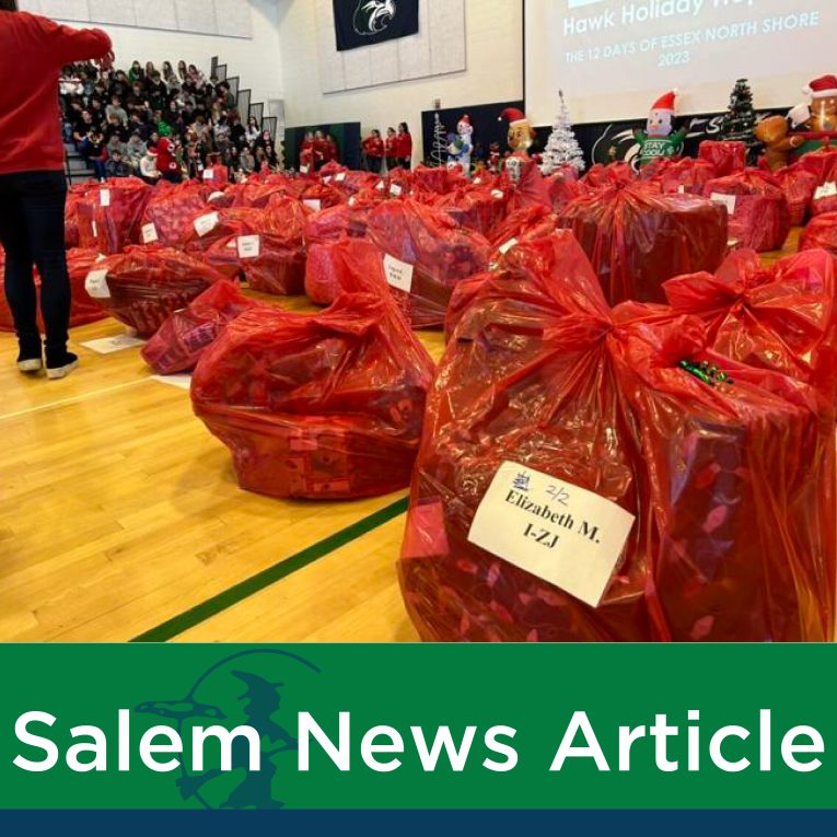 Salem News Article: Essex Tech donates gifts to 200 children for Hawk Holiday Hope