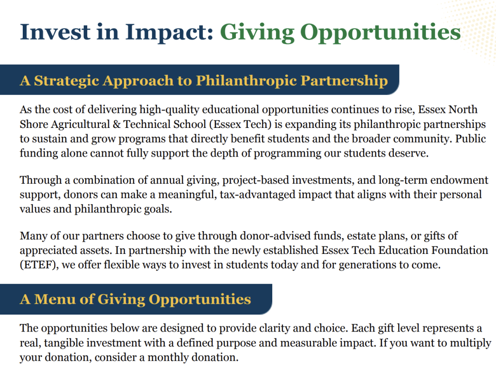 Invest in Impact: Giving Opportunities